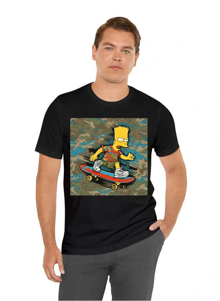 Camo style tshirt bart Simpson on skateboard