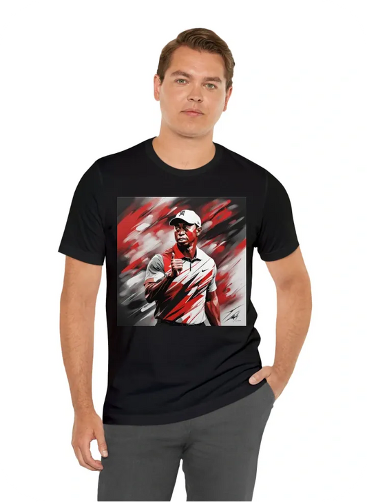 Tiger woods, abstract in 3 colors: black, red, white