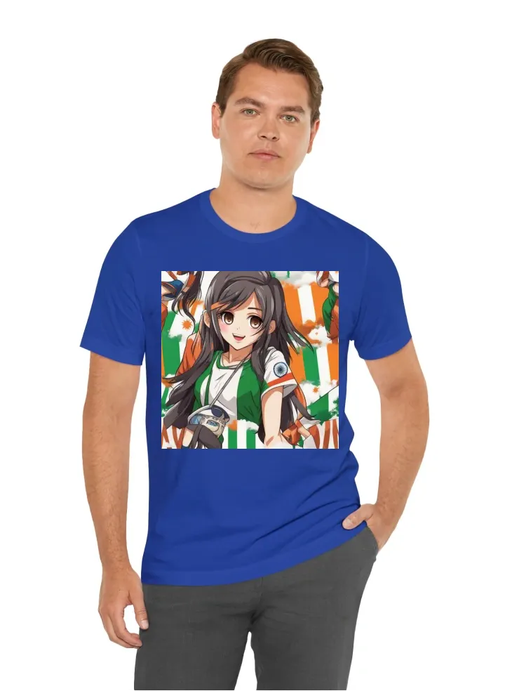 Indian Flag T Shirt with cute lady anime