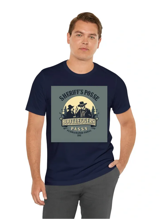 I want a t shirt design for a fundraiser  for the sheriffs posse  theme is bootleggers ball 1920s