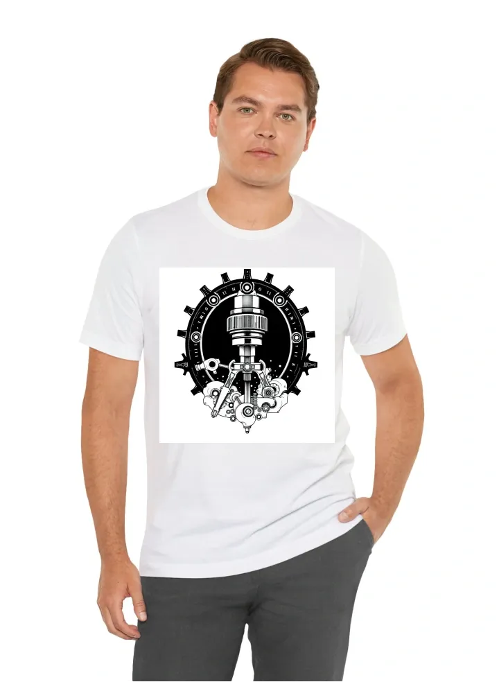 I want T-Shirt with:  precision 19th century engineer tools black and white logo