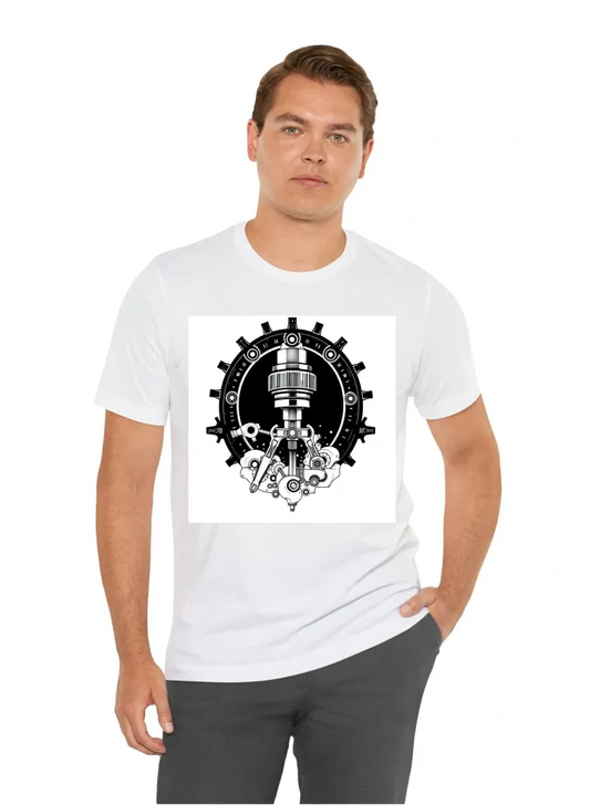 I want T-Shirt with:  precision 19th century engineer tools black and white logo