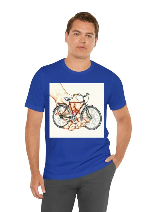 I want T-Shirt with: vintage bike sketched out of a human hand