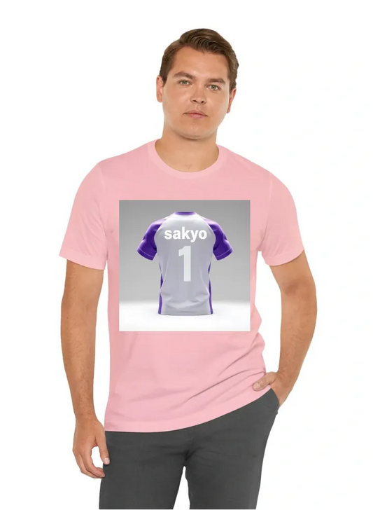 I want T-Shirt with: sakyo name and a number 1 in the back and a purple color