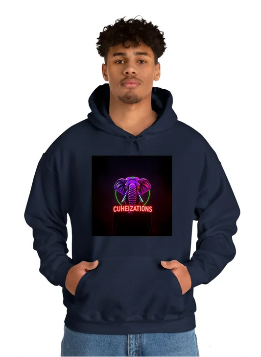 "AGS Customizations" logo with elephant in a purple and neon green streetwear design