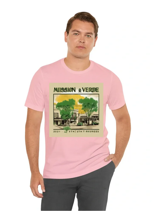 Vintage graphic t-shirt "Mission Verde" "Est. 2021" and gingko trees and 24th Street