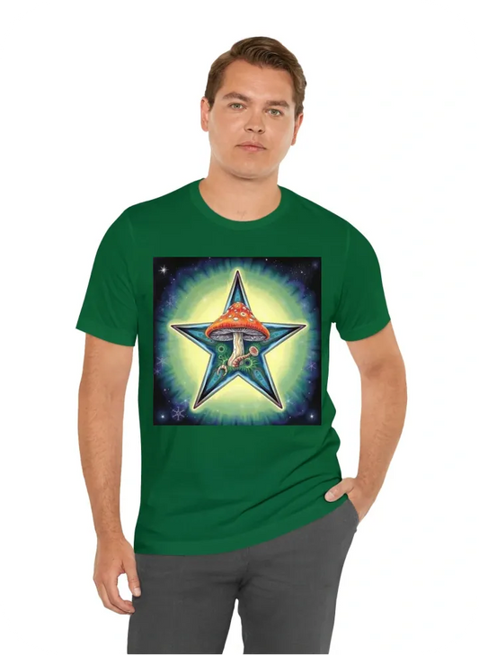 5 point star with psychedelic mushroom