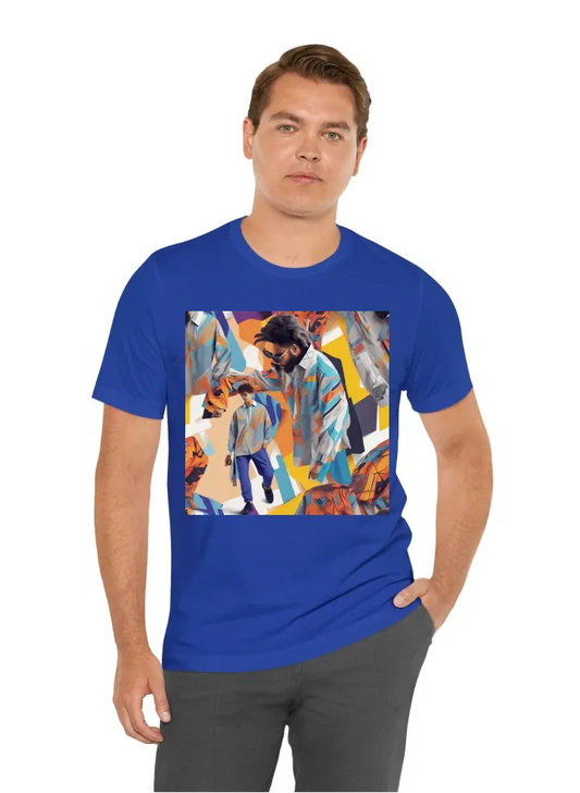 Design a collection of oversized men's shirts for 2024 that will be printed using the DTF (Direct to Film) technique. The designs should reflect the latest fashion trends, featuring bold and detailed graphics that fully leverage the vibrant and precise co