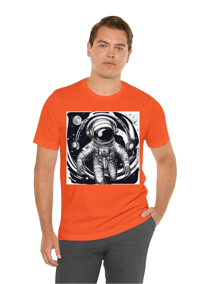 I want a tshirt design with a astronaut dj in space or any design that is black and white that corresponds with music and "stellar nights"