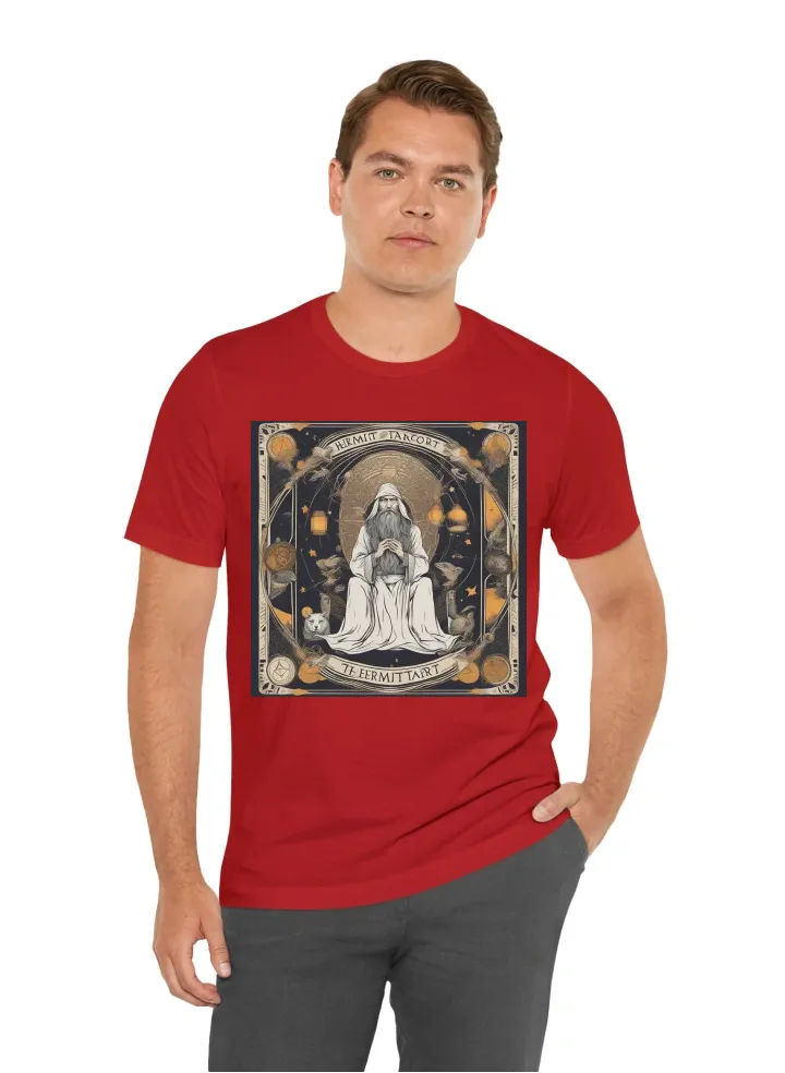 Make a vector design for print, Create a pattern for a t-shirt based on the Hermit Tarot card archetype