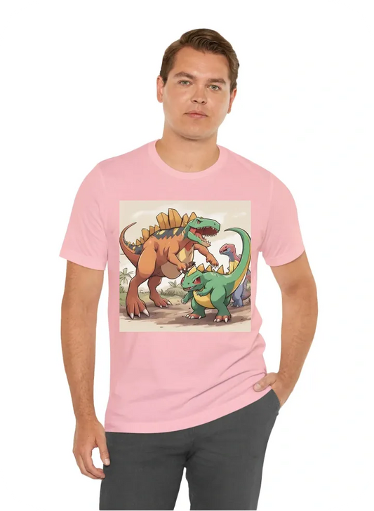 Pokémon fighting a dinosaur