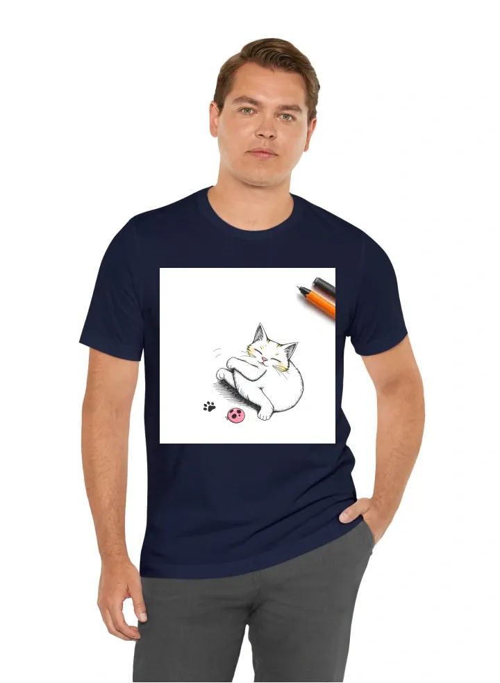 Design Concept:  Focus: A fun, lighthearted design that celebrates   Elements: A cat, perhaps playing, relaxing, or sleeping.  Additional Elements: Consider adding playful details like cat footprints or cat toys.  Style:  Color Palette: Vibrant, eye-catch