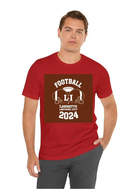 I want a tshirt using only 2 colors: brown and white. theme is: "Football Rivalry between Lehigh University and Lafayette University- 2024"