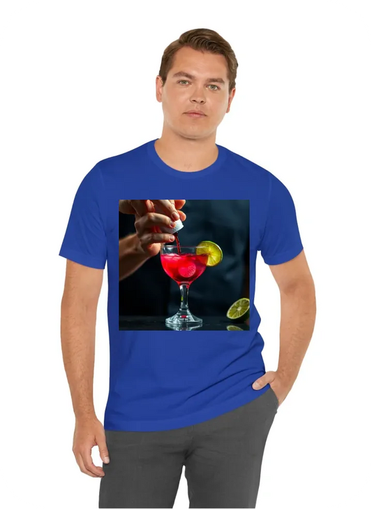 Squeezing golf ball blood into margarita glassMargarita glass