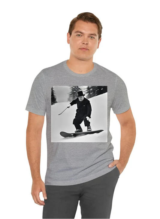 Winston churchill riding a snowboard