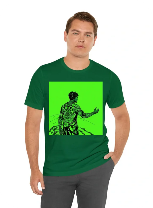 I want long arm shirt in green background with design in black colour