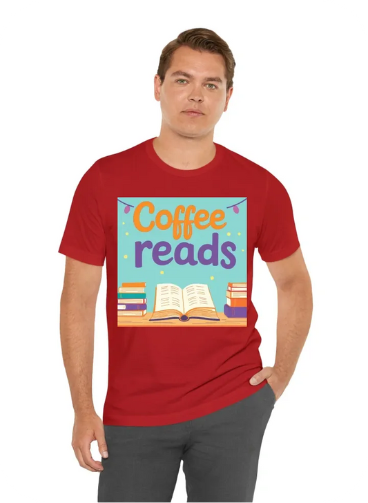 Reading event called "coffee reads" fun kid friendly bright large lettering and books