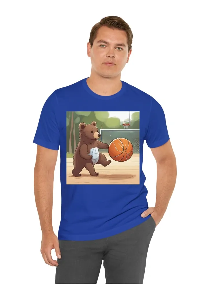 Baby bear plays basketball