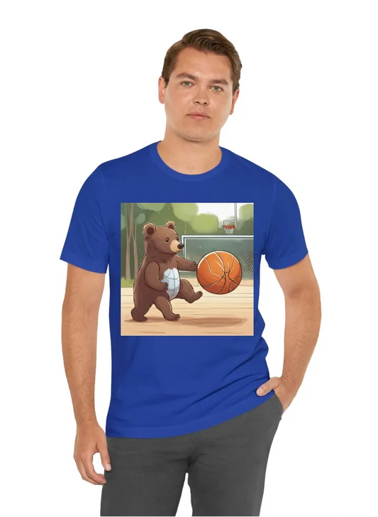 Baby bear plays basketball