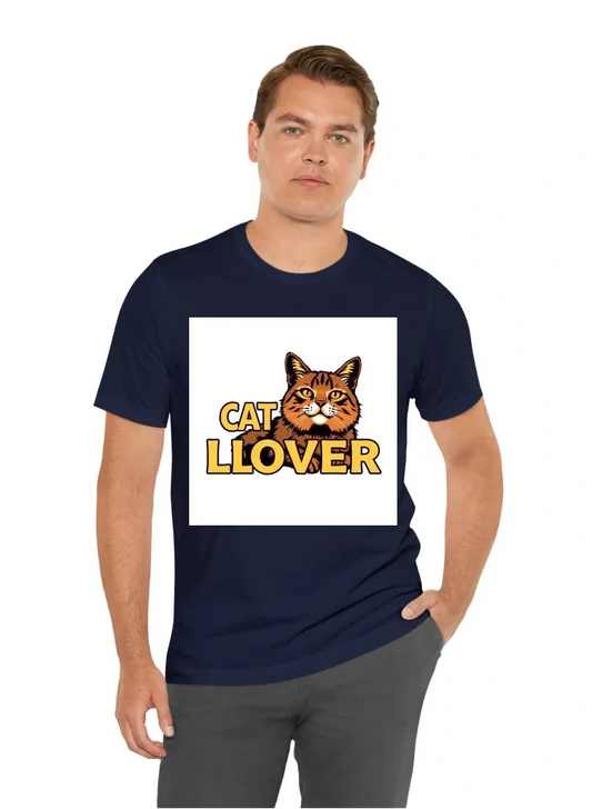 The words CAT LOVER with a vectorized image of a cat