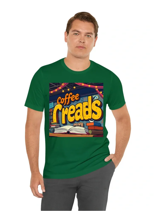 Reading event called "coffee reads" fun kid friendly bright large lettering and books