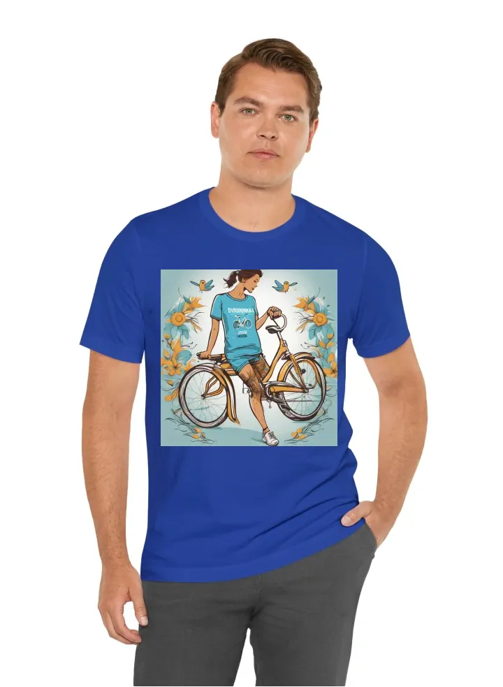 Tshirt with text "dviratininkai 2024", inspirational, bicycle logo, summer time vibes