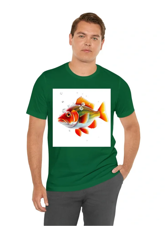 Vibrant fish with a white background while hail fall