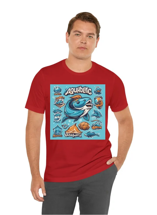 I want a Shirt or Jersey with the team name "Aquaholics". Make it water themed since we are assigned as the water element for the sports festival