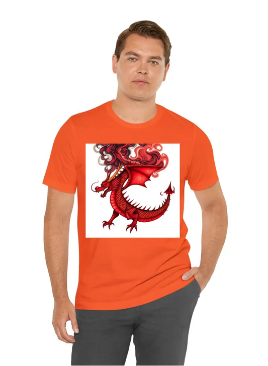 The letters “BANDO” as a dragon with smoke in the back in red and black