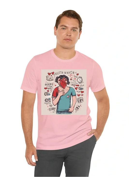 I want a t shirt with the words "Youth Heart Watch" an illustration of the heart and someone doing cpr