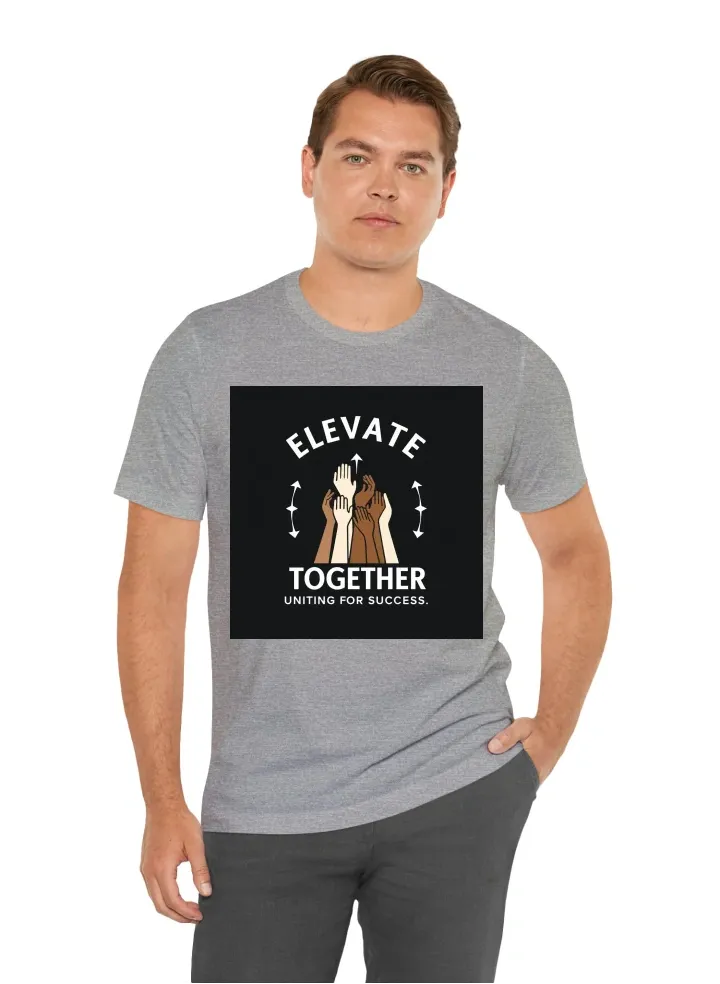 Gn Tool  You said: "Elevate Together: Uniting for Success" ChatGPT said: GPT It sounds like you're aiming for a t-shirt design centered around a theme of unity and success, which is great! Here are a few design ideas for "Elevate Together: Uniting for Suc