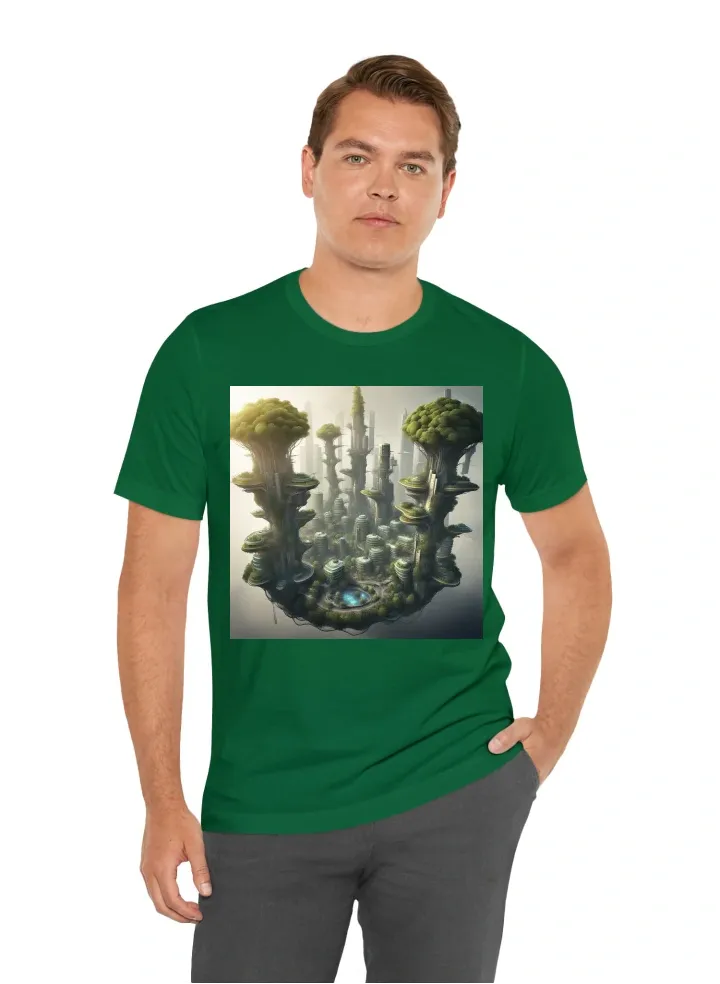 I want T-Shirt with: A futuristic metropolis growing out of a giant tree