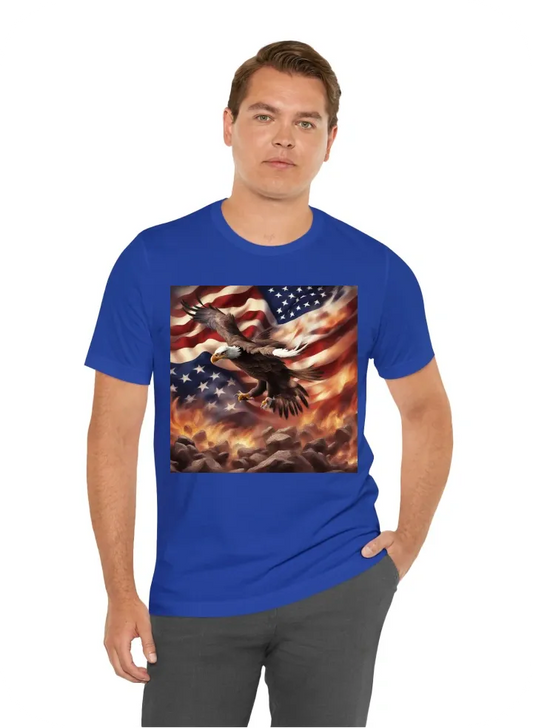 American eagle flying through hell