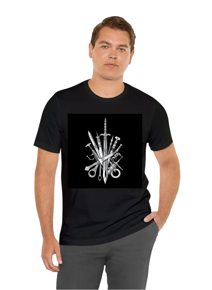 I want T-Shirt with:  Military style ancient tools