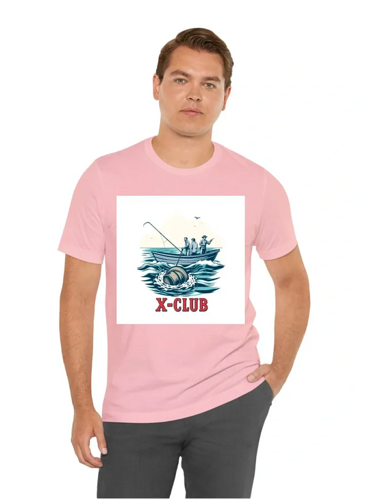 Hi can U create a Fraternity T-shirt for the frat I am in. The frat name is X-Club and the design I want is like some guys on a boat fishing the in the ocean pulling a keg out of the water. I don't want it too fancy