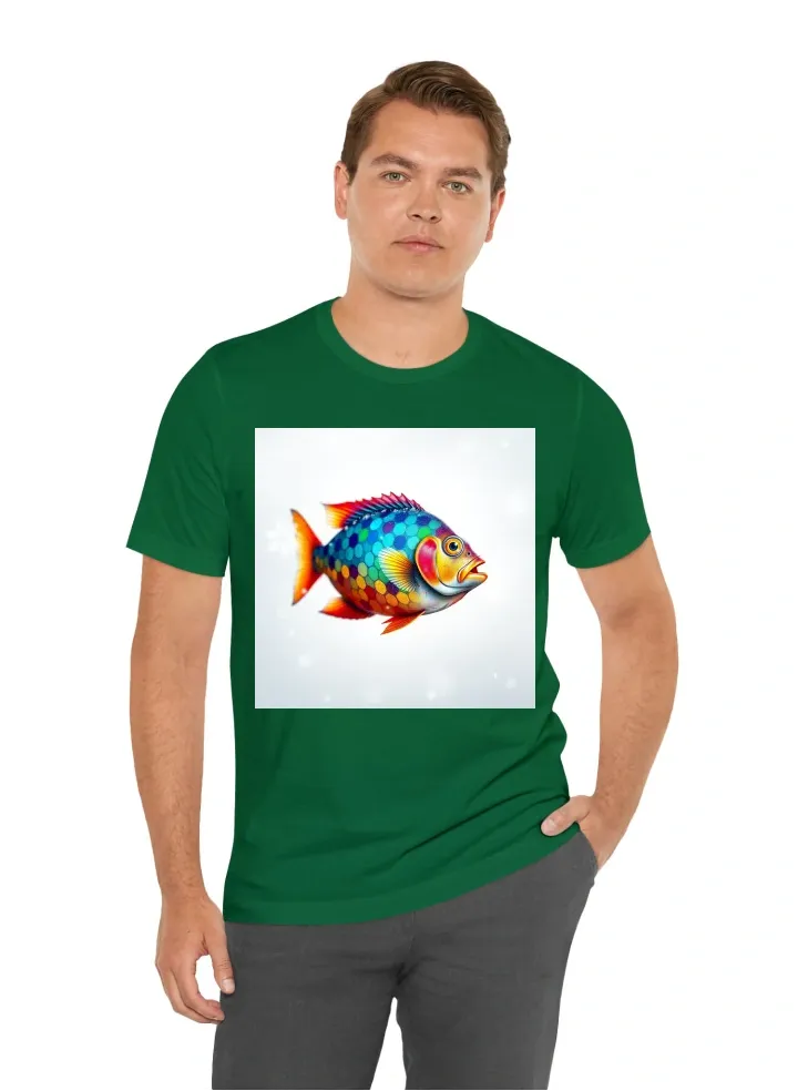 Colorful fish with a white background while snowflakes fall