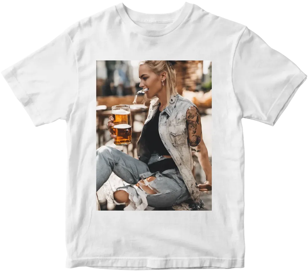 Woman drinking beer