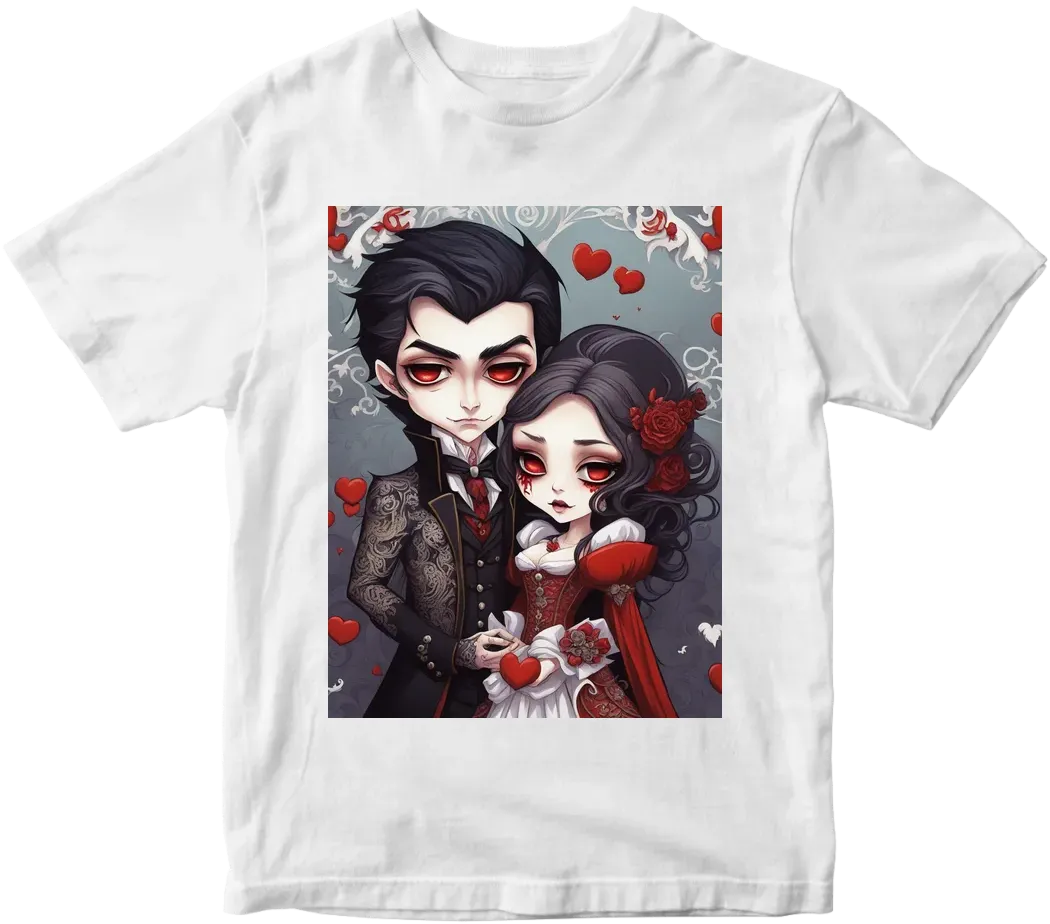 Vampire couple cute cartoon chibi no background