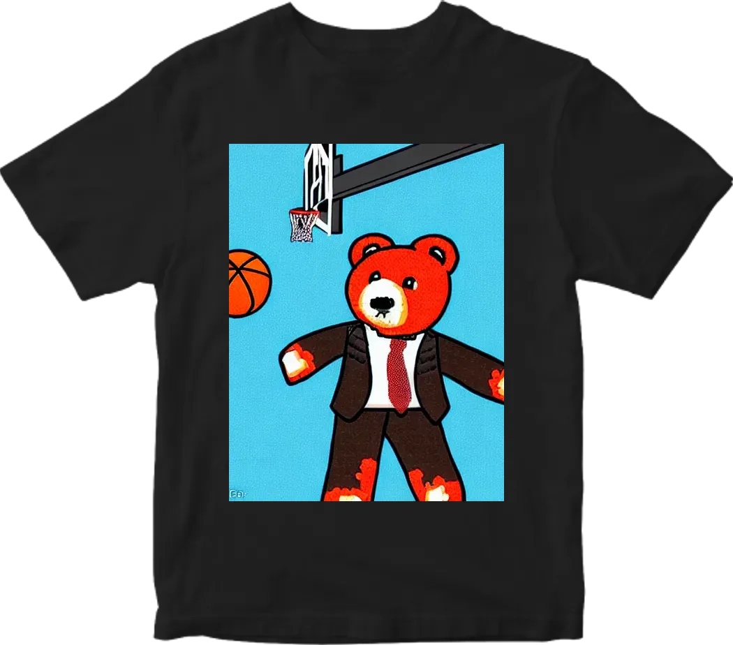 Gangster basketball teddy bear basketball cartoon stitches