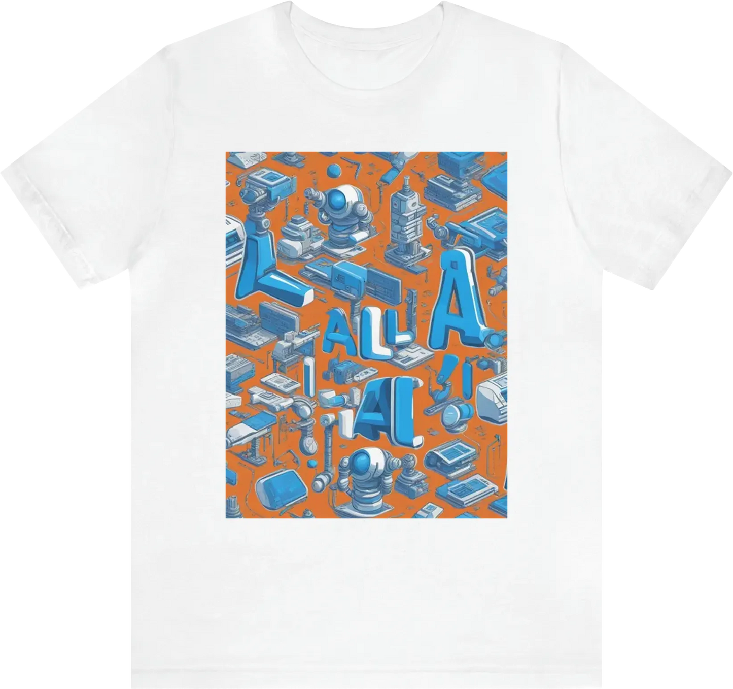 “I want an AI T-shirt design with the text ‘AI is the future’ in bold letters, using the color blue and a futuristic font.”