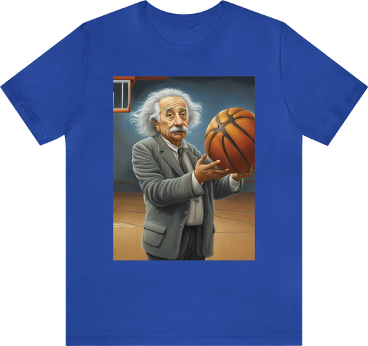 Albert Einstein ilustrated as a Basketball player