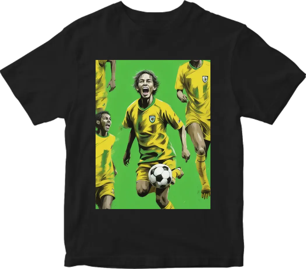 Soccer player wear yellow t shirt and green short