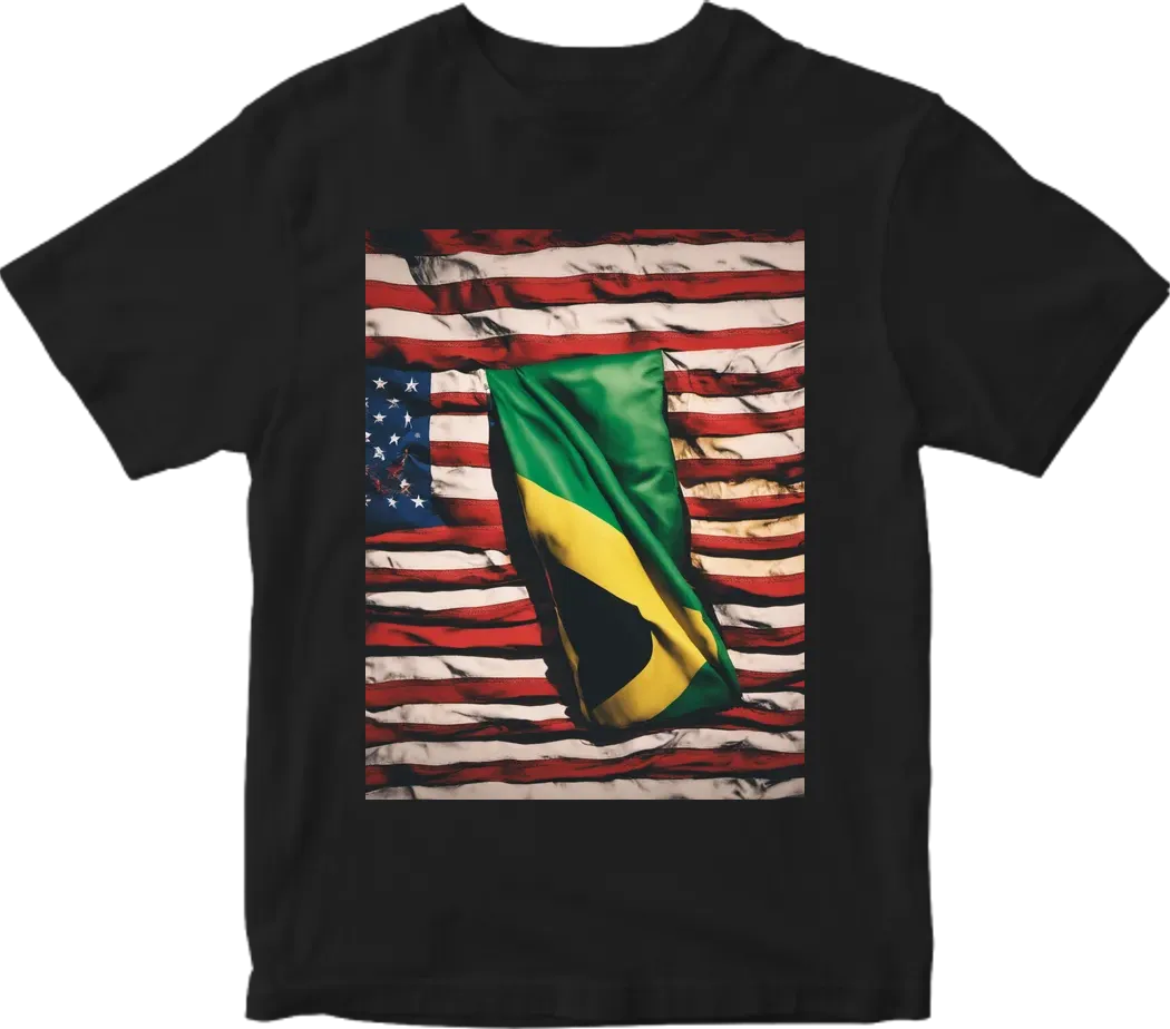 A combination o the Jamaican and American flags