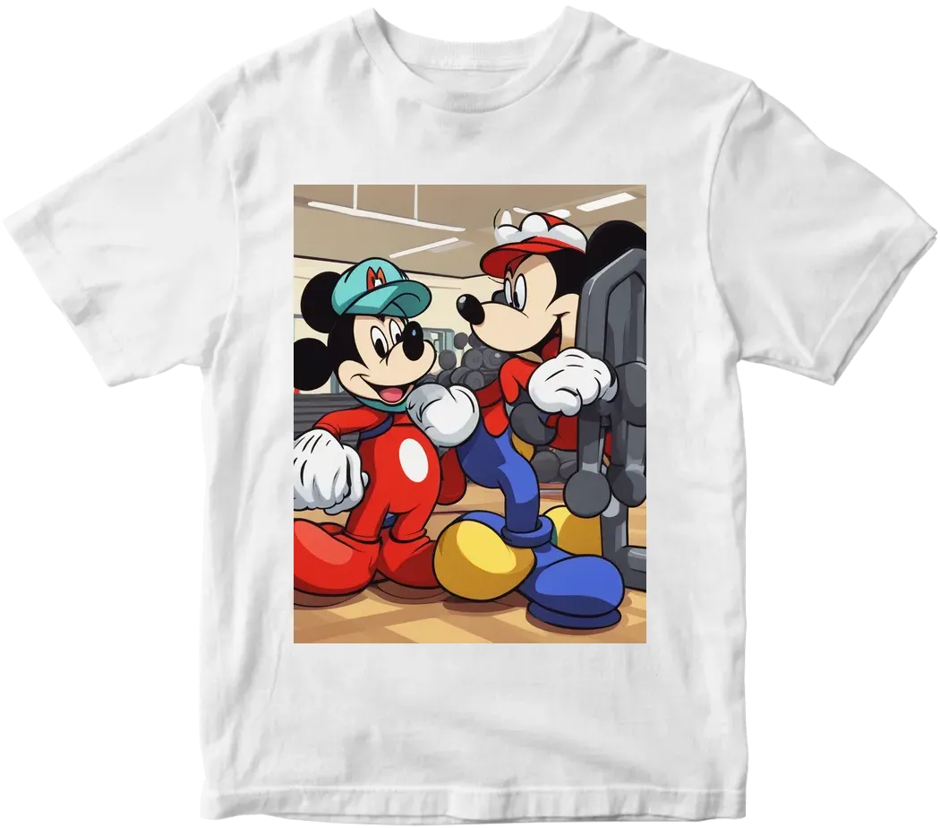 Mickey with mario in gym