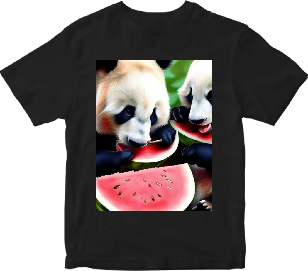 Pandas eating watermelon