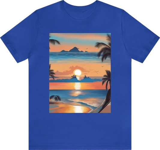 Beach / Sunset / Blue Sea / Dolphin  / Palm /