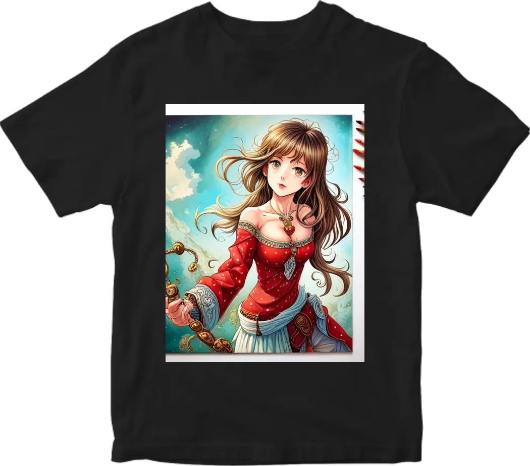 Camisa de anime com uma menina semi nua – Artificial Printer