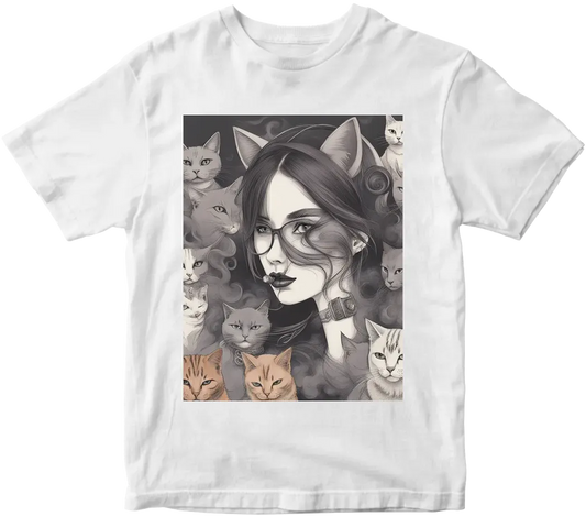 Smoke girl with a cats gang