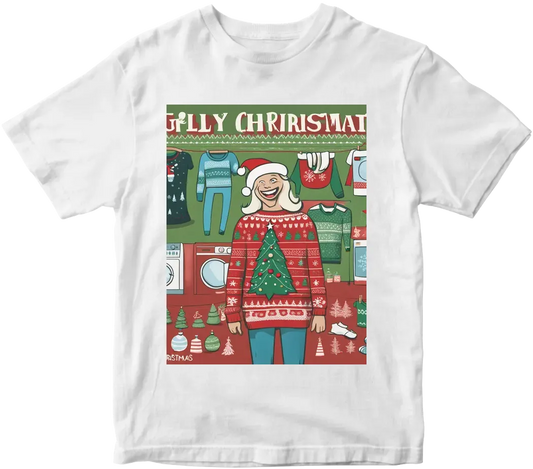 Create me a ugly christmas sweater with the tag line "My Ugly Christmas Sweater is in the laundry"