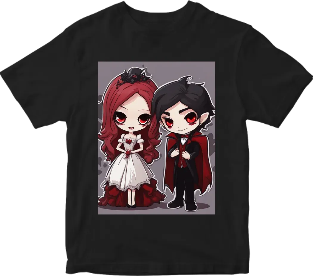 Vampire couple cute cartoon chibi png